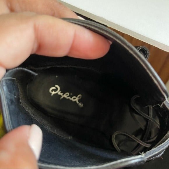 Qupid Black Ankle Boots Buckled Straps #6.5 - Picture 5 of 9